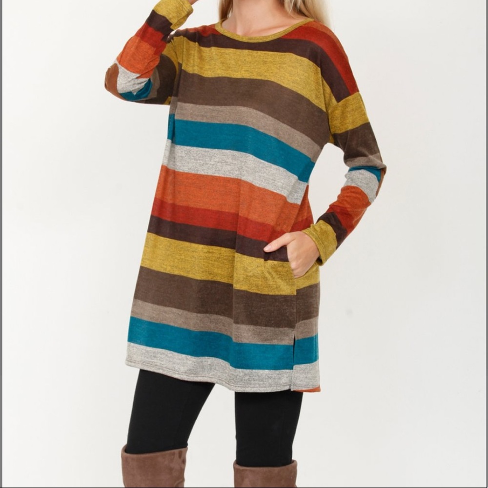 Multicolor Striped Tunic Plus Sz 1X